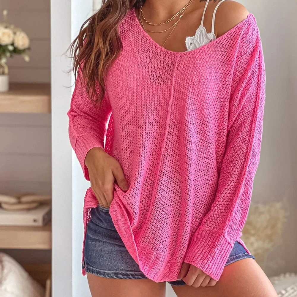 Women’s Medium Pink La Miel Knit Sweater - Picture 6 of 8